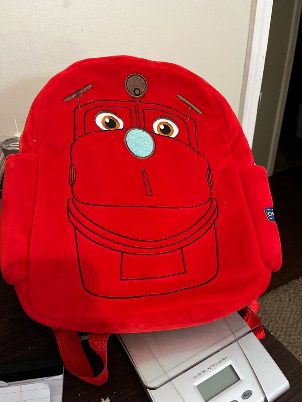 Red Plush Train Backpack for Kids - Soft Character Bag